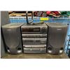 Image 2 : Sony MHC-450 CD/Cassette/Radio boombox w/ 4 piece speaker Kenwood STS-1000 Home theater system