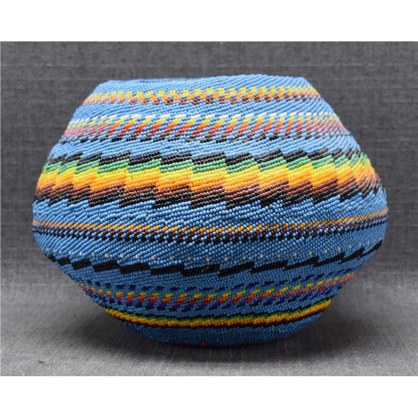 NAVAJO INDIAN BEADED BASKET