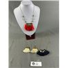 Image 1 : 2 NWT Designer Necklaces and Pair of Earrings, All w/ Tassles