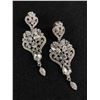 Image 1 : Lovely Pair of Vintageg Silver Plated w/ White Rhinestones Dangle Earrings, Good Condition, No Stone