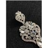 Image 2 : Lovely Pair of Vintageg Silver Plated w/ White Rhinestones Dangle Earrings, Good Condition, No Stone