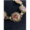 Image 2 : Vintage Filigree Design Petti Point Roses Bracelet, 7" Long Original Closure