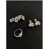 Image 1 : Lovely 2 Pairs of Silver Plated w/ Rhinestones Screw on Earrings, One Marked Grayce and Ring