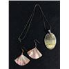 Image 1 : Vintage Abalone Pendant w/ 16-18" Chain Necklace and Pair Abalone Dangle Earrings