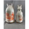 Image 2 : 2 Vintage Painted Label Milk Bottles One w/ Cream Top