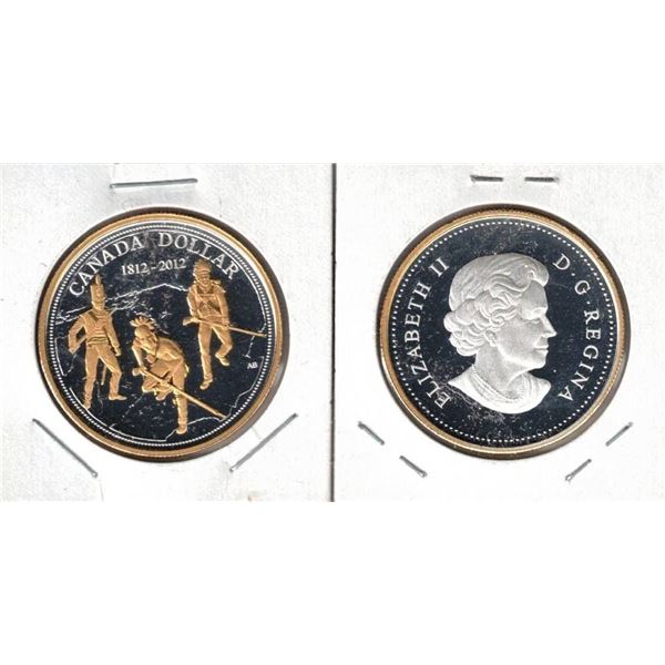 2012 Canada Fine Silver Dollar, Selective gold Plate, "Tecumseh" Tax Exempt