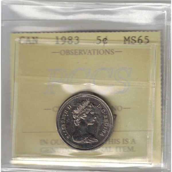 1983 Canada 5¢ PCCS MS65 (Professional Coin Certification System)