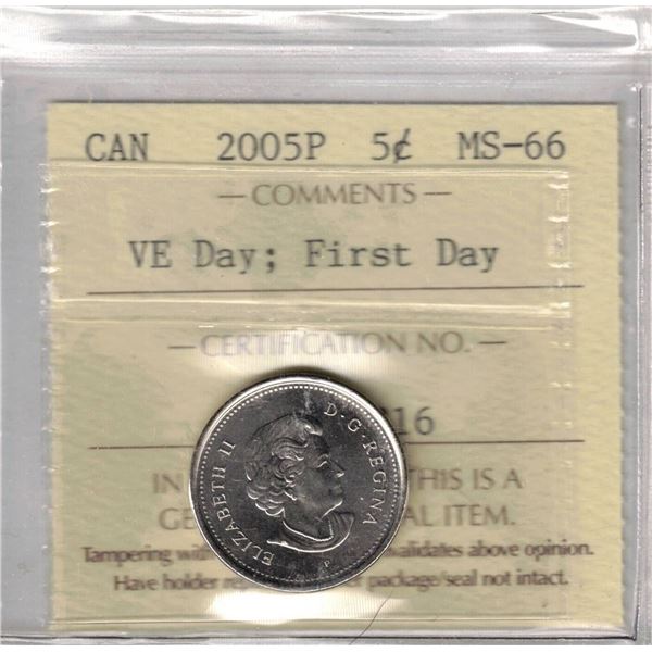 2005P 5¢ VE-Day; First Strike ICCS MS66