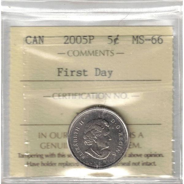 2005P 5¢  First Day ICCS MS66
