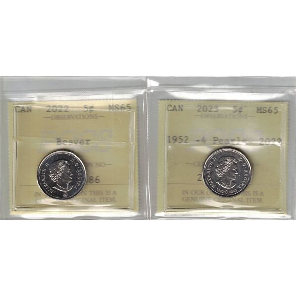 2022 & 2023 5¢ PCCS MS-65(Professional Coin Certification System)