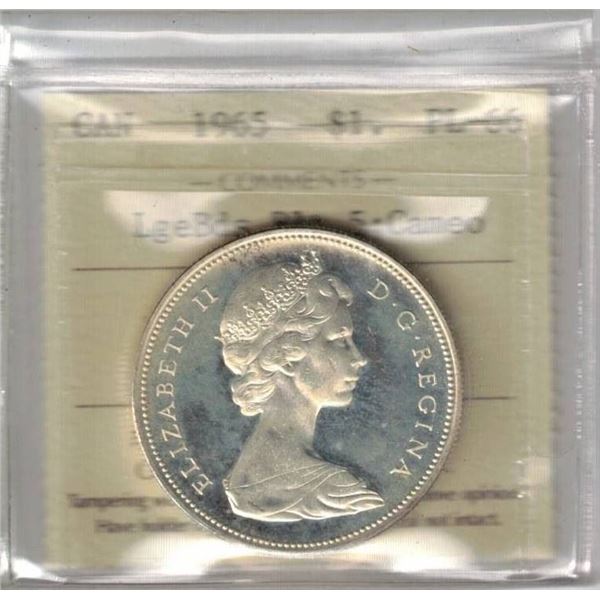 1965 Canada Silver $ LgeBds Blt 5; Cameo ICCS PL66