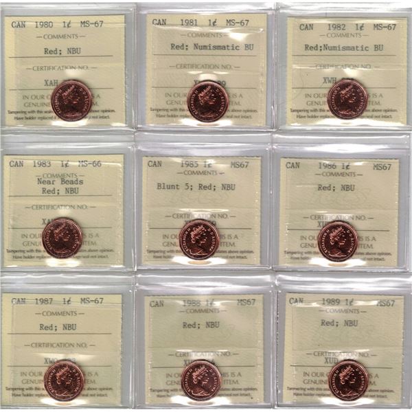 1¢ MS-67 ICCS NBU 10pcs lot