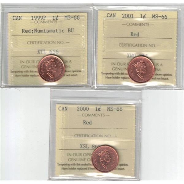 1¢ 1970 to 1979 MS64-65 ICCS, PCCS 10 pcs