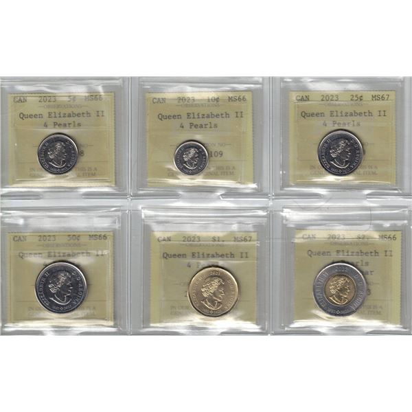 High Grade 2023 Queen E 4 Pearls set Professional Coin Certification System