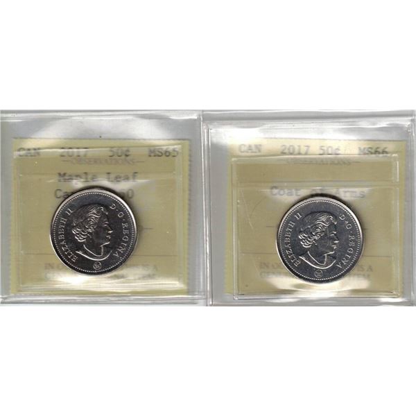 2017 50¢ x 2 PCCS MS65-66 Professional Coin Certification System