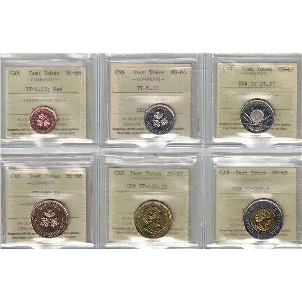 Test tokens, Mixed Lot ICCS MS-65 to MS-67