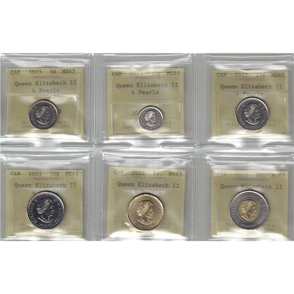 2023 Queen E 4 Pearls set all MS65 PCCS (Professional Coin Certification System)