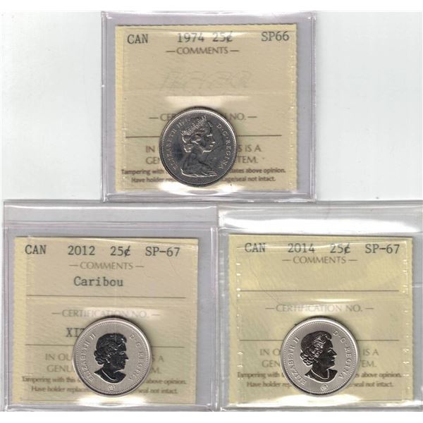 25¢ ICCS Lot of 3 pcs Specimen Coins