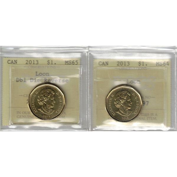 $1. PCCS 2013 Loon Lot of 2 pcs, Professional Coin Certification System
