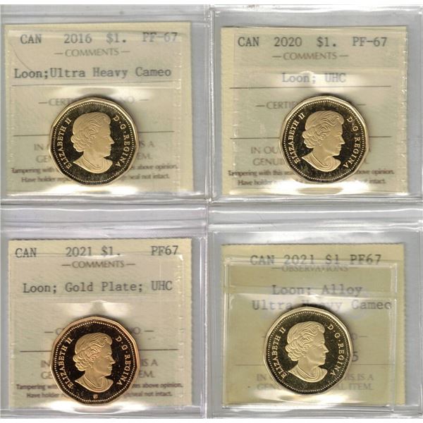 $1. ICCS-PCCS Proof Lot of 4 pcs, Professional Coin Certification System