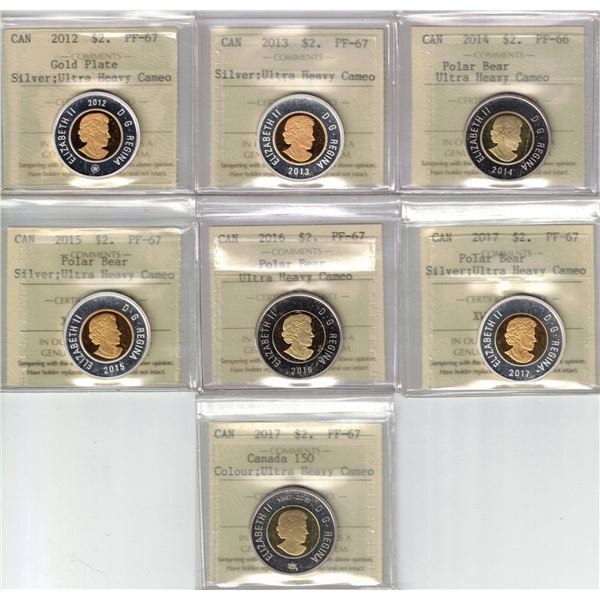 $2. ICCS Prool Lot of 7 pcs Professional Coin Certification System 126