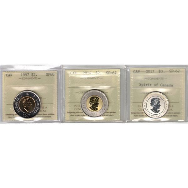 $2. ICCS Specimen Lot of 3 pcs Professional Coin Certification System 127