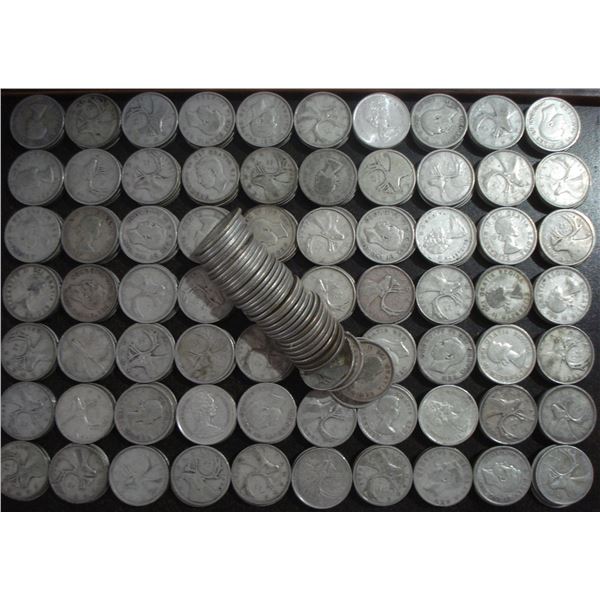 25¢ Silver Mixed Dates $10 face value lot of 40pcs, 1940's to 1966, Circulated