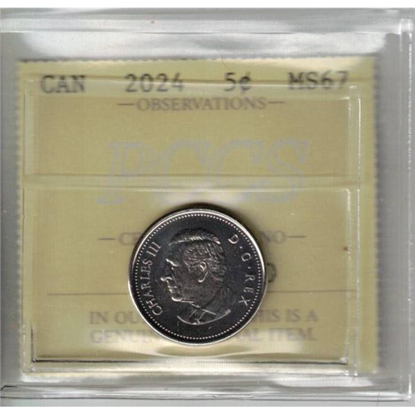 2024 5¢ PCCS graded MS67, Professional Coin Certification System