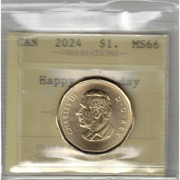 2024 $1. Happy Birthday PCCS graded MS66, Professional Coin Certification System