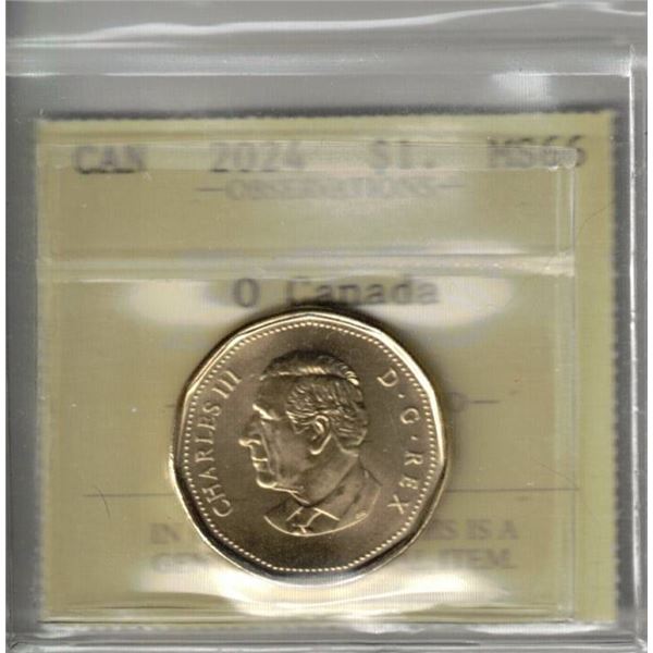 2024 $1. O Canada, PCCS graded MS66, Professional Coin Certification System