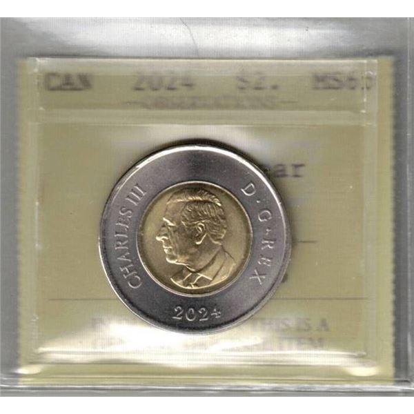 2024 $2. Polar Bear; 14 Serrations; No Water PCCS graded MS66, Professional Coin Certification Syste