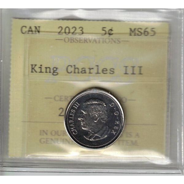 2023 KCIII 5¢ PCCS graded MS65, Professional Coin Certification System