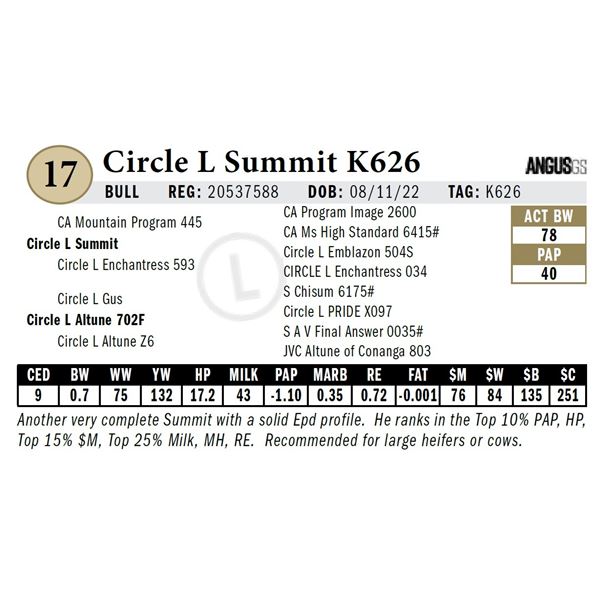 Circle L Summit K626