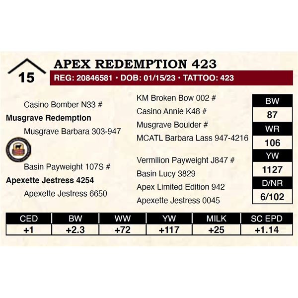 Apex Redemption 423