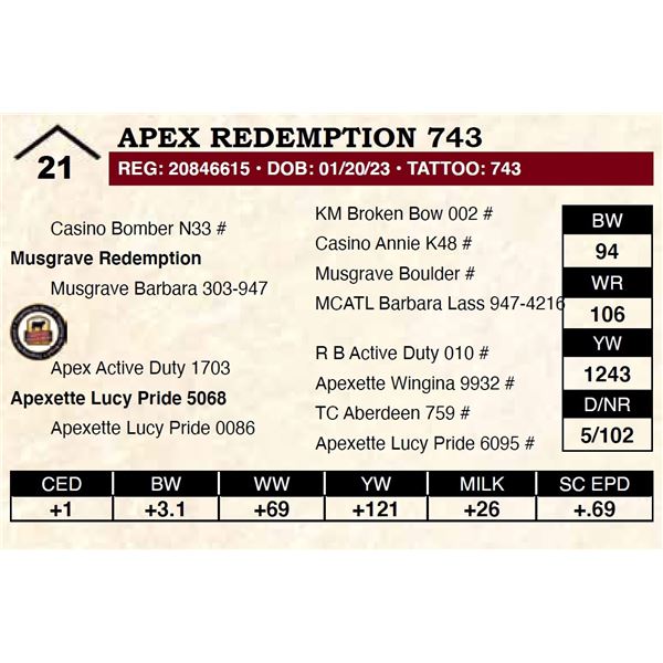 Apex Redemption 743