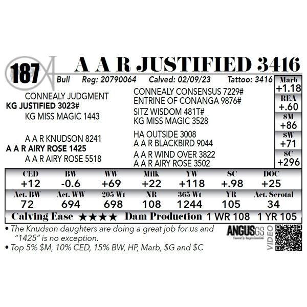 A A R JUSTIFIED 3416