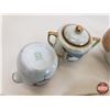 Image 8 : Oriental China Combo (16 pcs) : Tea Pot ; Saucers; Cup; Cream ; Sugar; Snack Plates (SEE PICS!)