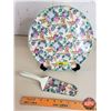 Image 1 : Barker Bros. Ltd. England ~ Royal Tudor Ware Cake Plate & Server : Hydrangea Chintz (11-1/4" Dia) (S