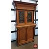 Image 1 : Oak Renaissance Book Case - Lovely Stain Glass Doors - Unique Hardware - c/w Key (2 Piece) (81"H x 4