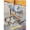 Image 1 : Collection of Barn Tools : Manitoba Scoop; Level; Brace; Sickle; Hand Tools; etc ! (Scoop Measures: 