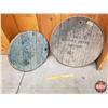 Image 1 : Wood Barrel Lids (2) : 22"Dia "240L BORDEAUX EXPORT" & 18"Dia (SEE PICS!)
