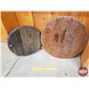 Image 4 : Wood Barrel Lids (2) : 22"Dia "240L BORDEAUX EXPORT" & 18"Dia (SEE PICS!)