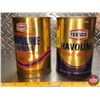 Image 2 : OIL TINS (2) TEXACO : - HAVOLINE - HAVOLINE SUPREME (Both 6"H x 4"Dia) (SEE PICS!)