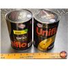 Image 1 : OIL TINS (2) : ESSO Fuel Economy Uniflo 10W30 Motor Oil (Empty) (All 6"H x 4"Dia) (SEE PICS!)