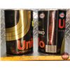 Image 3 : OIL TINS (2) : ESSO Fuel Economy Uniflo 10W30 Motor Oil (Empty) (All 6"H x 4"Dia) (SEE PICS!)