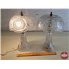 Image 1 : Pair of Clear Glass Table Top Electric Lamps (12"H) (SEE PICS!)