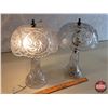 Image 2 : Pair of Clear Glass Table Top Electric Lamps (12"H) (SEE PICS!)