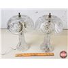 Image 3 : Pair of Clear Glass Table Top Electric Lamps (12"H) (SEE PICS!)