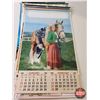 Image 12 : Variety of Vintage Advertising Calendars (13) (Horse-Cowgirl Theme) : 1960's & 1970's (Largest Measu