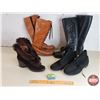 Image 1 : Vintage/Retro Footwear (4 Pairs) : - Tall Brown Boots (Manelli) - Size 9 - Short Brown Boots - Size 